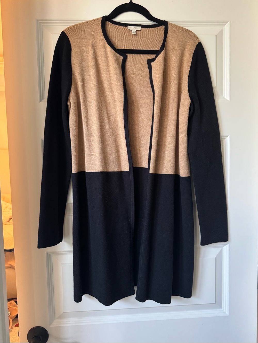 Talbots Two-Tone Knit Sweater in Black and Camel